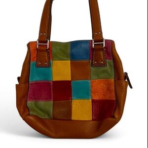 Colorful Patchwork Leather Tote Bag